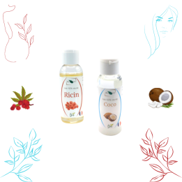 DUO d'Huiles Bio 50 ml : Ricin et Coco - Hydratantes et Nourrissantes pour Cheveux, Peau et Ongles | Bio & Nature